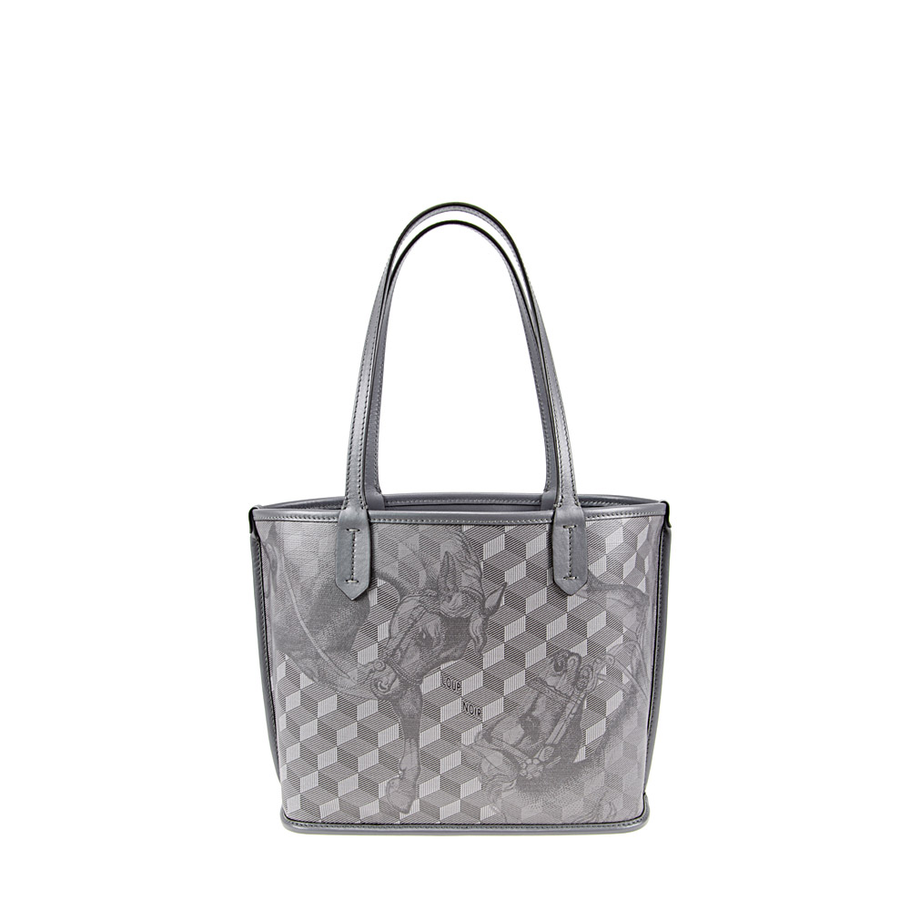 LEATHERLINED ST. TROPEZ MICRO SHOPPER Toile - Loup Noir